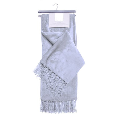 Elle Decor Chenille Fringe Sofa Throw - Peluche douce en flanelle chaude - Pour canapé et canapé