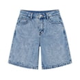 thumbnail image 3 of EnJoCho Girls Bermud𝖺 Jean Shorts Trendy High Waisted Stretchy Denim Shorts Summer Y2𝖪 Knee Length Casual Long Shorts Girls Wide Leg Denim Shorts 12-16Years, 3 of 9