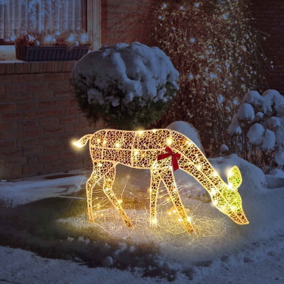 RKSTN christmas bows Christmas Outdoor Decoration Luminous Deer Three Piece Set Gardening Decoration Ornaments Outdoor Christmas Decoration