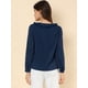 thumbnail image 5 of Blusa de Gasa Allegra K Cuello con volantes Camisa Plisada de Oficina para Mujer Azul Oscuro M, 5 of 6