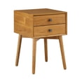 thumbnail image 4 of Leptis Mid-Century 2-Drawer Solid Wood Side Table, Light Oak, 4 of 9