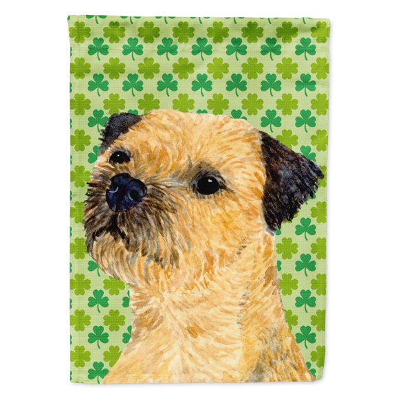 Carolines Treasures LH9188-FLAG-PARENT Border Terrier St. Patricks Day Shamrock Portrait Flag  multicolor