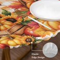 thumbnail image 3 of Plaid Pumpkins Fall Round Tablecloth, Fitted Table Cover with Elastic for 45"-54" Round Tables, Harvest Thanksgiving Botanical Leaves Table Cloth Outdoor Indoor Dinning Party Waterproof Tablecloths, 3 of 7