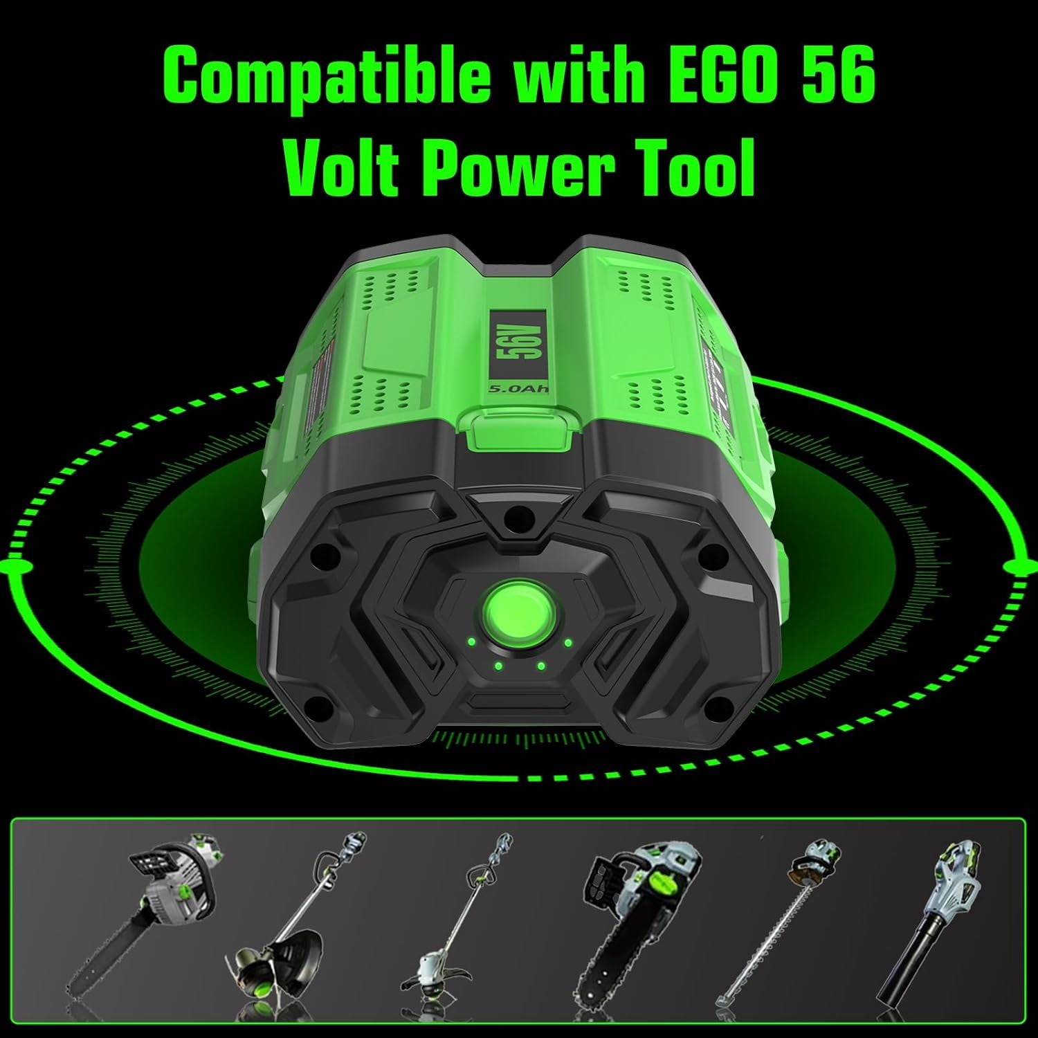 5000mAh Replacement for EGO 56V Battery Compatible with EGO Battery 5.0Ah High Capacity Lithium Power Tools Compatible with BA2800 BA4200 BA4200T BA1400 BA1400T BA2240 Cordless Power Tool(Green)