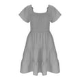 thumbnail image 5 of Luxalzxs Girls Boho Square Neck Flutter Sleeve Smocked Tiered Dress Summer Casual A Line Swing Flowy Mini Dress Party Sundress Beach Dress Princess Dress, 5 of 8