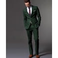 thumbnail image 4 of Traje HUUTOE para hombre de 3 piezas, ajustado, verde oscuro, para baile de graduación de 2025, 4 of 8