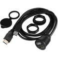 thumbnail image 4 of TNP USB HDMI Flush Mount Cable - Dashboard Panel Dash Mount USB + HDMI Port Socket Jack Plug Water Resistant Connector, 4 of 5