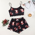 thumbnail image 2 of IMENGL Women's Pajamas Set Loungewear Christmas Crop Tops with Shorts Round Neck Camisole Cute Onesises Sleepwear Pajama Sets for Women,Red, 2 of 3