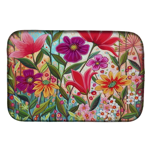 Fanciful Flowers Dish Drying Mat