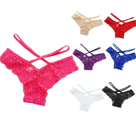 

WGOUP 3PC Women Sexy Tulle Lace Low Waist Sensuality Panties Underwear Red(Buy 2 Get 1 Free)
