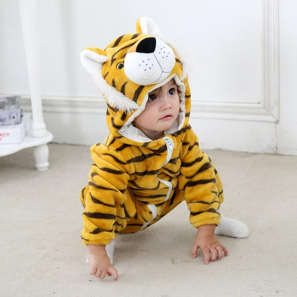 Mamelucos de bebe de dibujos animados de franela Mono con cremallera frontal de invierno Tiger 12 18M Tmvgtek Para estrenar Bodega Aurrera en linea