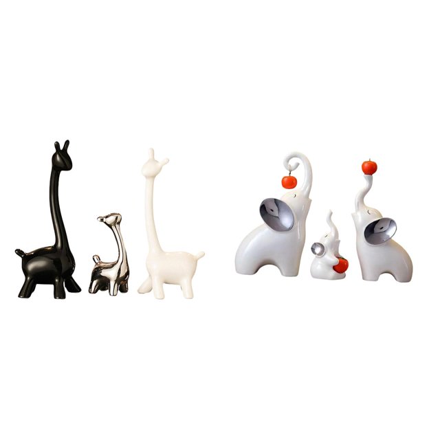 Figuras Modernas De Cerámica De Familia De Jirafas Y Elefantes, Estatuas Creativas De Animales Para Escritorio, Oficina, Estantería, Dormitorio, Sala De Estar, Decoración Central.