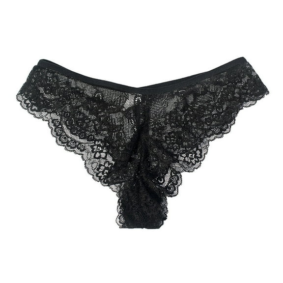 HUPOM Seamless Underwear For Women Womens Silk Panties Medium waist Comfort Waist Solid Thong Black M