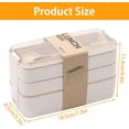 thumbnail image 3 of Kidsjoy Beige Stackable Bento Lunch Box, 3-Compartment Wheat Straw Container with Cutlery for Kids, 1-Pack | Food Storage & on-the-Go Container, 3 of 4