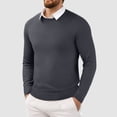 thumbnail image 2 of Siilsaa Men's Crew Neck Sweater Slim Fit Lightweight Sweatshirts Knitted Pullover for Casual Or Dressy Wear Dark Gray,XL, 2 of 5