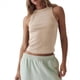 thumbnail image 3 of Camiseta Básica de Tirantes para Mujer, Sin Mangas, Larga, Acanalada, Ajustada, con Espalda Nadadora, Cuello Alto y Cuello Redondo Albaricoque L, 3 of 9