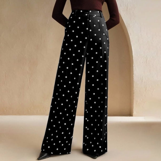 TaTaai Women Retro Polka Dot Wide Leg Pants High Waist Loose Casual Fashion Spring Summer Vacation Wear Gift