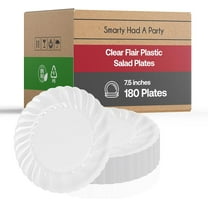 Disposable Plastic Dessert Plates 180 Pcs - 7.5" Heavy Duty Flared Clear Salad Plates - Appetizer Cake Plates - Bulk Party Supplies For All Occasions