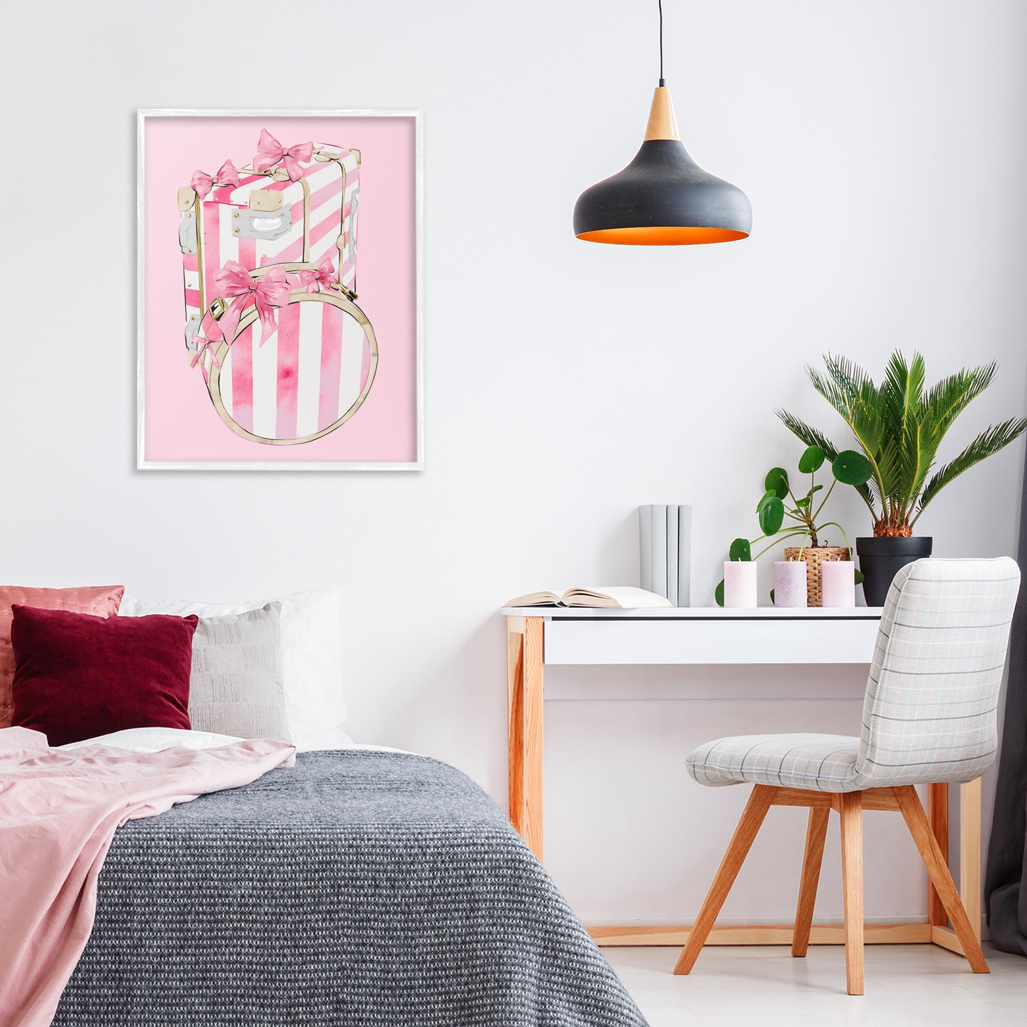 Pastel Stripe Luggage White Framed Giclee Art, design by Ziwei Li