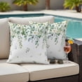 thumbnail image 4 of Summer Botanical Outdoor Pillow Covers Pack of 2 Watercolor Eucalyptus Leaves Farmhouse Waterproof Throw Pillow Covers Decorative Cushion Cases for Patio Garden Tent Balcony Couch 20x20 inch, 4 of 9