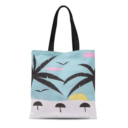 ASHLEIGH Canvas Tote Bag Designer Adult Silhouetted Beach Silhouettes Travel Hiking Reusable Handbag Shoulder Grocery Shopping