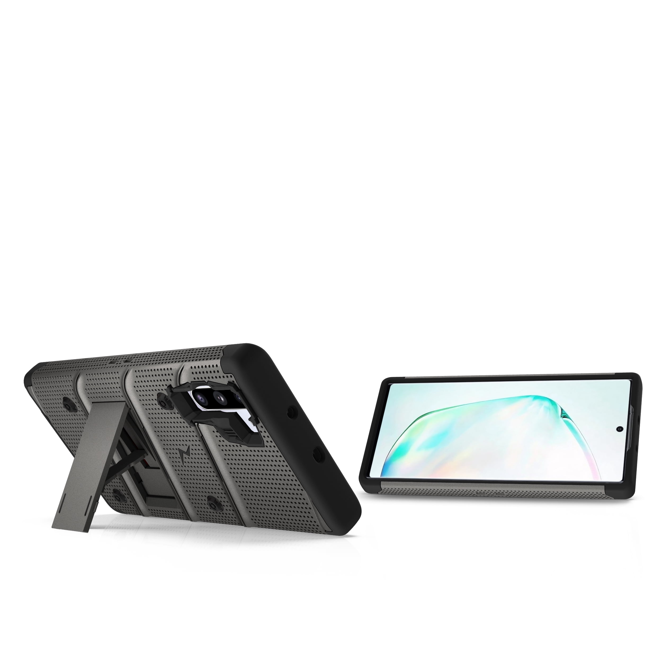ZIZO BOLT Series for Samsung Galaxy Note 10 Case | Heavy-duty Military-grade Drop Protection w/ Kickstand Included Belt Clip Holster Lanyard (Metal Gray/Black)