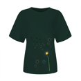thumbnail image 4 of Women's Short Sleeve T-shirt Women'S Spring Round Neck Dandelion Printed Loose Casual Short Sleeved T Shirt,Green Women's Short sleeve T-shirt M, 4 of 5