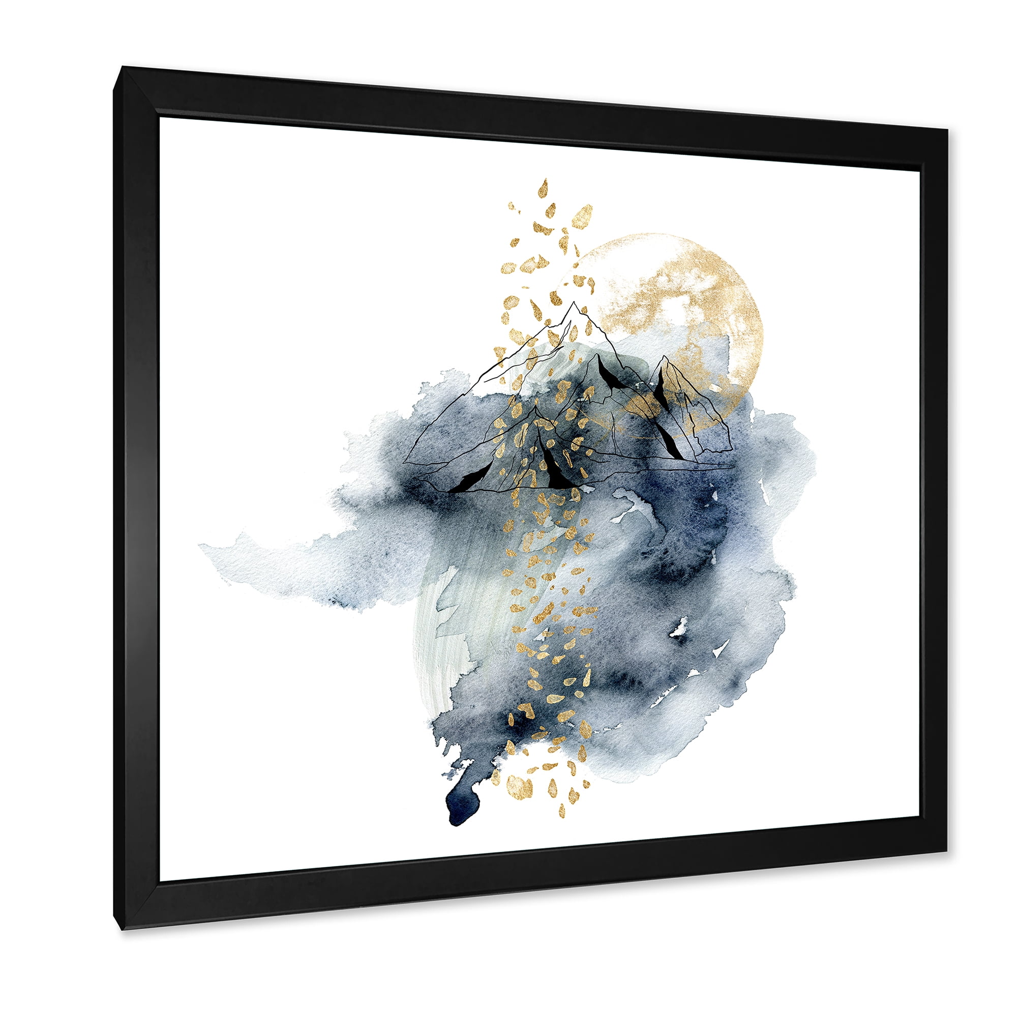 Designart 'Minimalistic Landscape of Moon With Mountains' Modern Framed Art Print