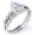 thumbnail image 1 of JeenMata Conjunto de Boda de Moissanita de Corte Pera de 1,5 Quilates - Conjunto Nupcial - Anillo Art Déco - Anillo Vintage - Anillo de Diseñador - Oro Blanco de 18 K sobre Plata, 1 of 6