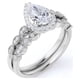 thumbnail image 1 of JeenMata Anillo Nupcial con Filigrana Art Déco de 1,75 Quilates de Aguamarina y Moissanita de Talla Brillante Redonda con Halo Pavé Engastado en Oro Blanco de 18 K sobre Plata, 1 of 6