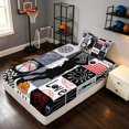 thumbnail image 2 of Manfei Boys Basketball Twin Fitted Sheet, Sport Plaid Bedding, Black Red 2-Piece, 1 Fitted Sheet and 1 Pillowcase, 2 of 6