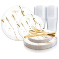 thumbnail image 5 of Smarty White Gold Stroke Disposable Plastic Wedding Value Set (120 Guests), 5 of 7