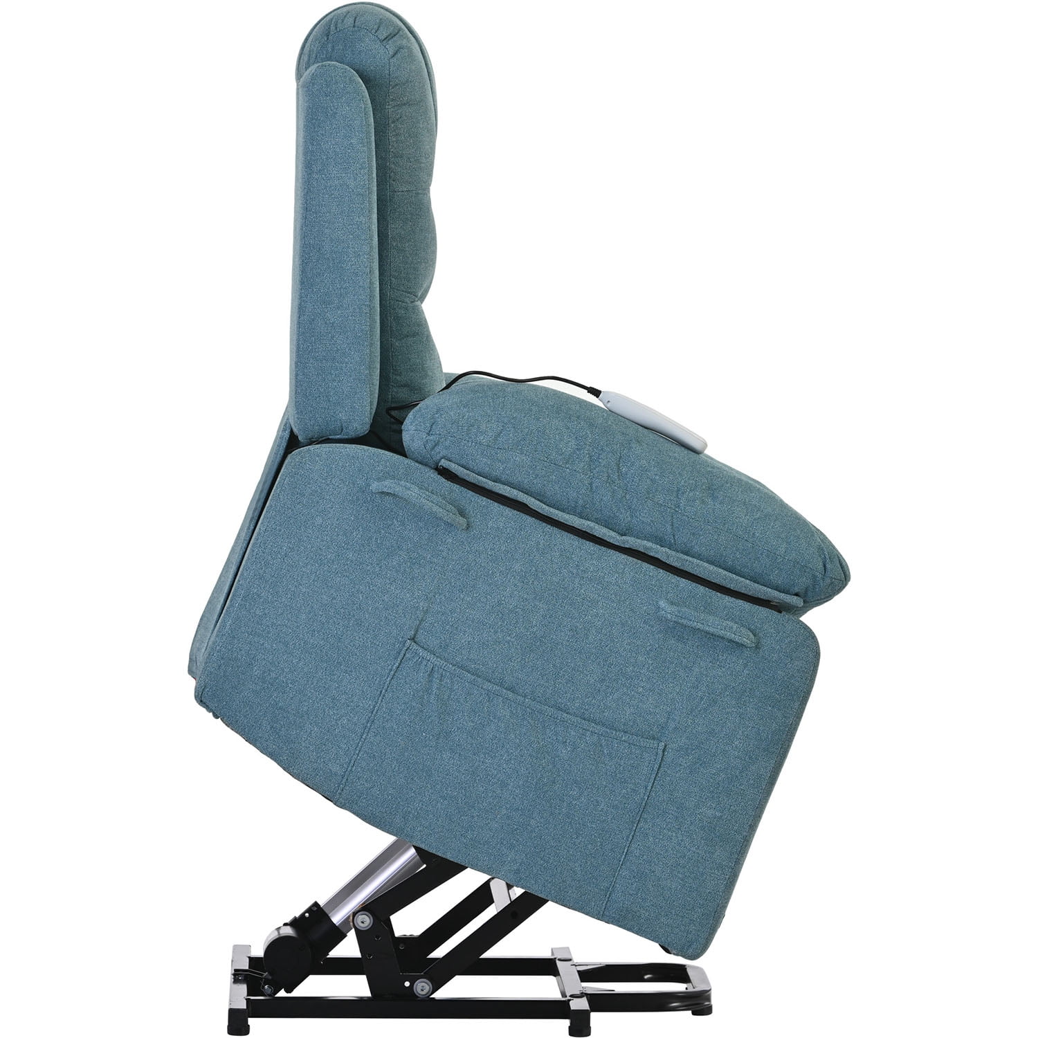 Kadyn Massage Recliner, Modern Power Lift Chair for Elderly, Linen Recliner Chair with Adjustable Massage, Heating Function and Side Pocket, Blue