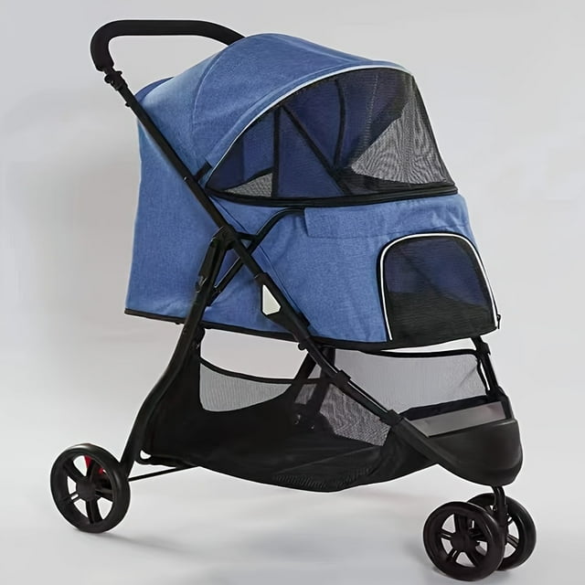 Poussette pour Animaux Respirante d'Extérieur, Poussette de Luxe Pliable Facile à Transporter avec 3 Roues