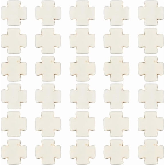100pcs White Cross Beads Mini Cross Beads Easter Rosary Synthetic Turquoise Small Stone Crosses Crucifix Loose Sapcer Bead Bulk for Jewellery Making Bracelets Necklaces Earring Supplies DIY