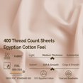 thumbnail image 4 of 400-Thread Count 100% Egyptian Cotton Lightweight Solid Sheet Set with Deep Pockets Ivory / Queen, 4 of 5