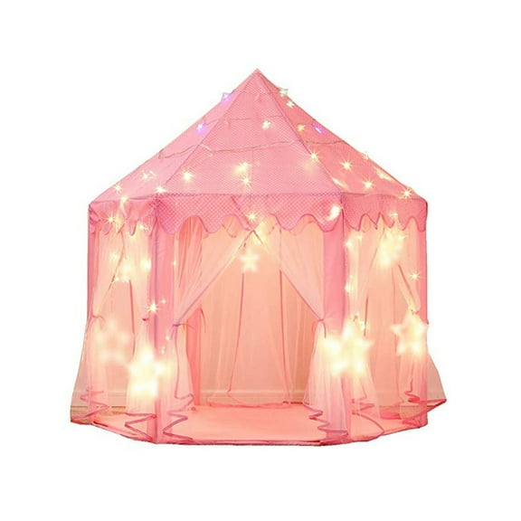 Clearance! Eeatig Bedding Princess Castle Play Tent Kids Play House with Star Lights Girls Pink Play Tent Household Essentials Pink