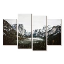 Elephant Stock Yosemite Winter Magic Wall Art - Horizontal Multi Panel Canvas - Living Room Wall Decor - Nature Multi Panel - White And Black Decor - 30" x 18"