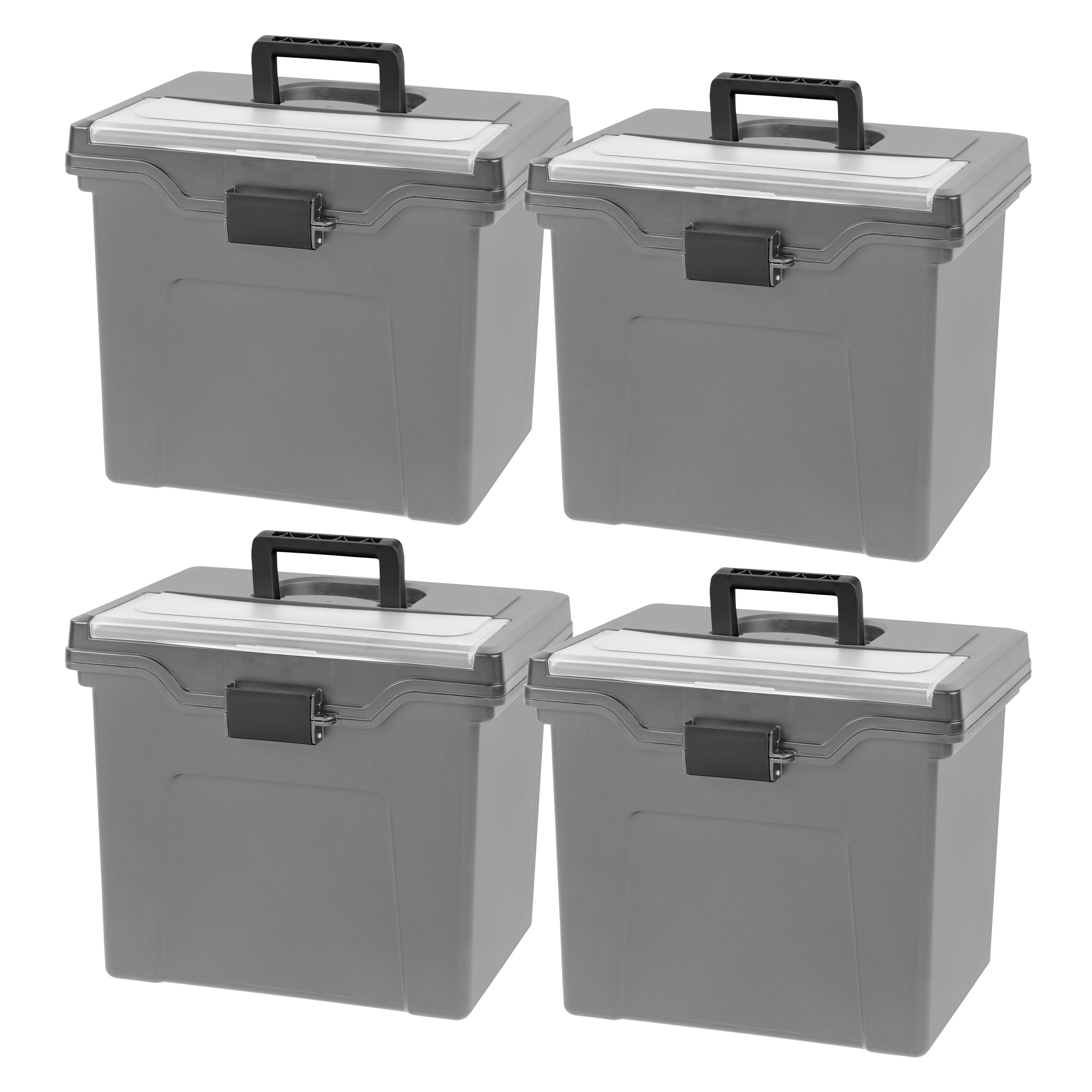 IRIS, Portable Plastic File Box with Organizer Lid, Letter Size