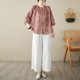 thumbnail image 1 of Conjunto de dos piezas formado por camisa y pantalón ancho y manga media con estampado artístico para mujer, verano, novedad, 1 of 5