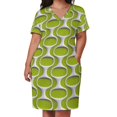 thumbnail image 2 of Retro MOD-vestido de noche holgado con bolsillos para mujer ropa de verano con estampado de los años 60 color verde, 2 of 6