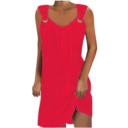 Off The Shoulder Dress Fashion Womens Sleeveless V-Neck Solid Off Shoulder Loose Fitting Dress Off The Shoulder Dress for Women Summer