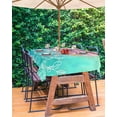 thumbnail image 3 of Outdoor Tablecloth with Umbrella Hole for Patio/Picnic/Party/Camping, Pink Purple Birds Waterproof Table Cloth Rectangle Table Cover Washable, Botanical Watercolor Leaf Floral Plant 60"x 102", 3 of 7