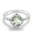 thumbnail image 2 of Gem Stone King 925 Sterling Silver Cushion Prasiolite and White Moissanite Engagement Ring for Women | 1.60 Cttw (Size 7), 2 of 4