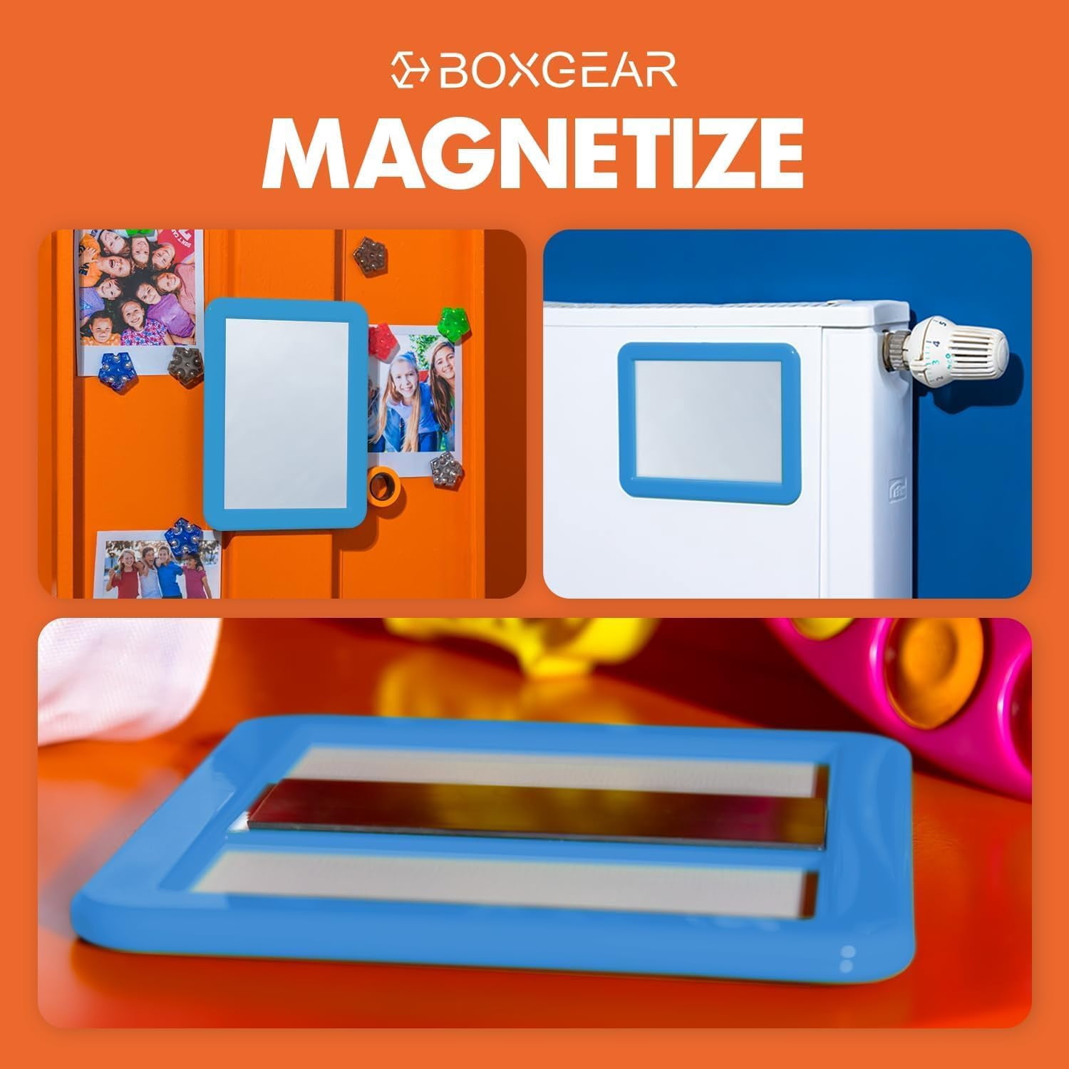 Blue Magnetic Locker Mirror - 5" x 7"- for School Locker, Bathroom, Household Refrigerator, Locker Accessory, Workshop Toolbox or Office Cabinet| 1 Pack