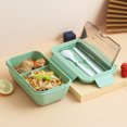 thumbnail image 1 of leyfeng Fiambrera para estudiantes, fiambrera de paja de trigo, caja Bento para horno de microondas, caja de mantenimiento fresco de plástico, estilo japonés, 1 of 6