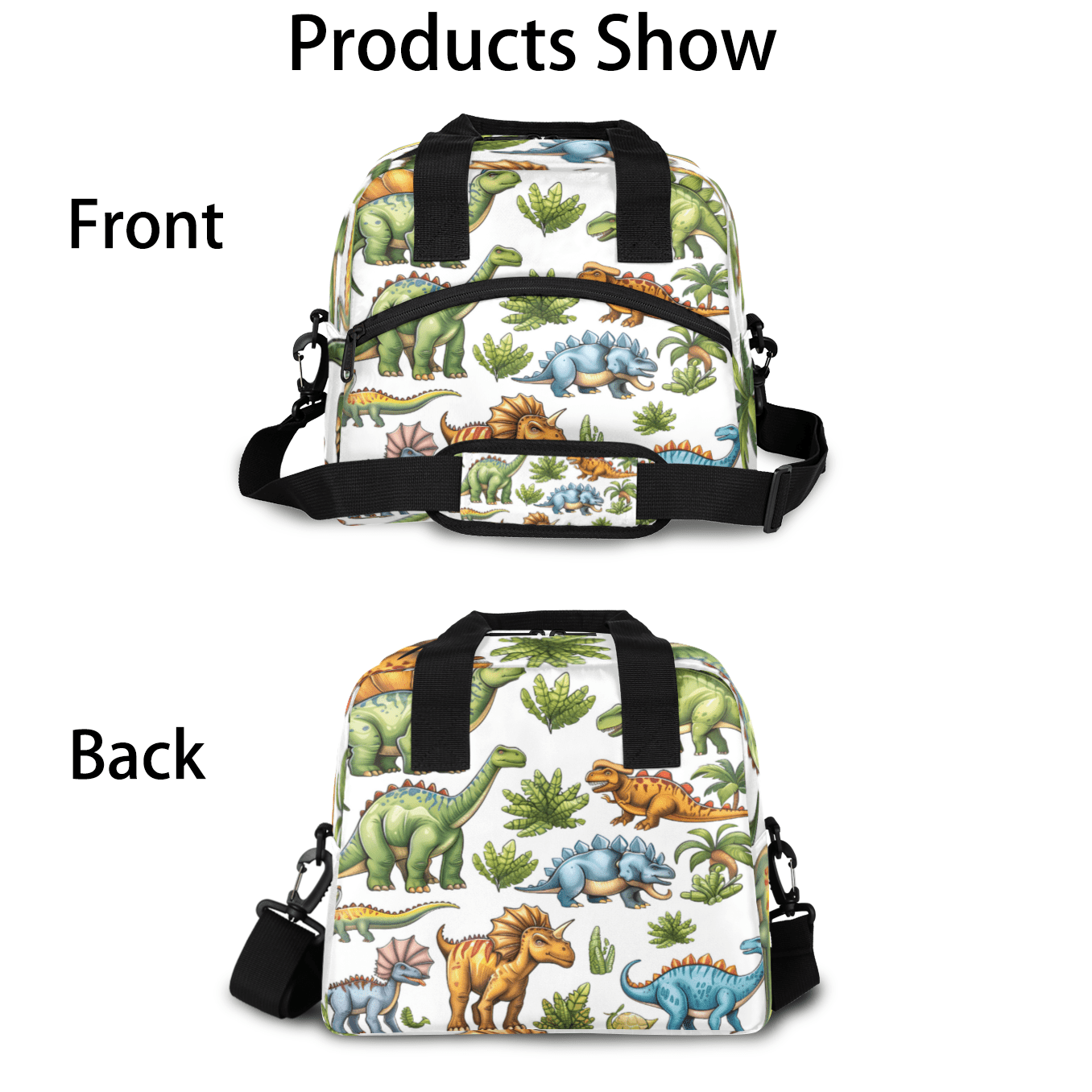 Herdesigns Dinosaur Insulated Lunch Bag for Women Men Adults Large Reusable Lunch Box Dinosaur Theme Leakproof Cooler Tote Bags with Adjustable Shoulder Strap