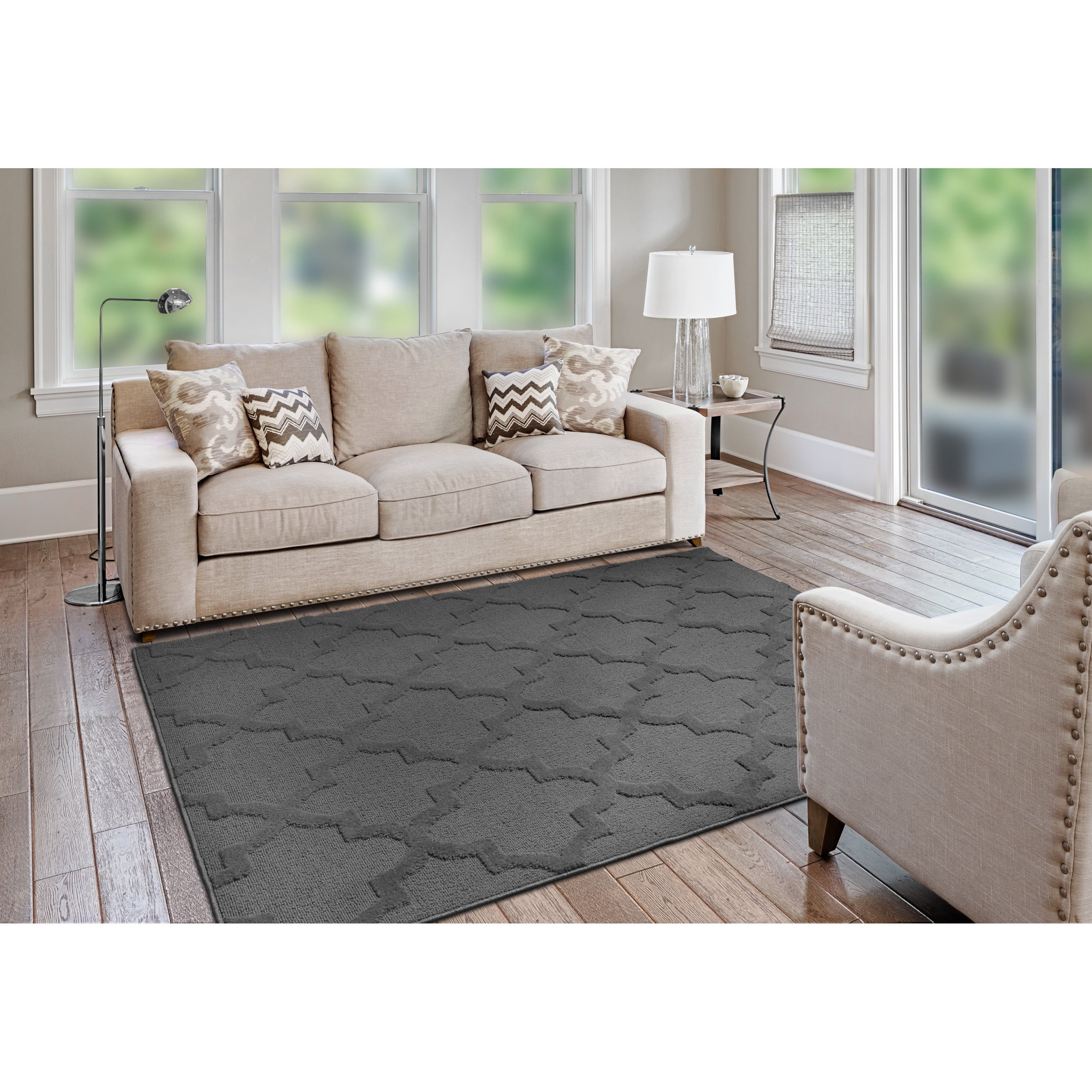 Garland Rug Quatro Polypropylene Cinder Gray Indoor Area Rug, 4' x 6'