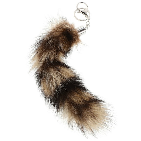 LEORX Fluffy Faux Fox Tail Keychain 1Pack for Handbags and Phone Accessory in Black