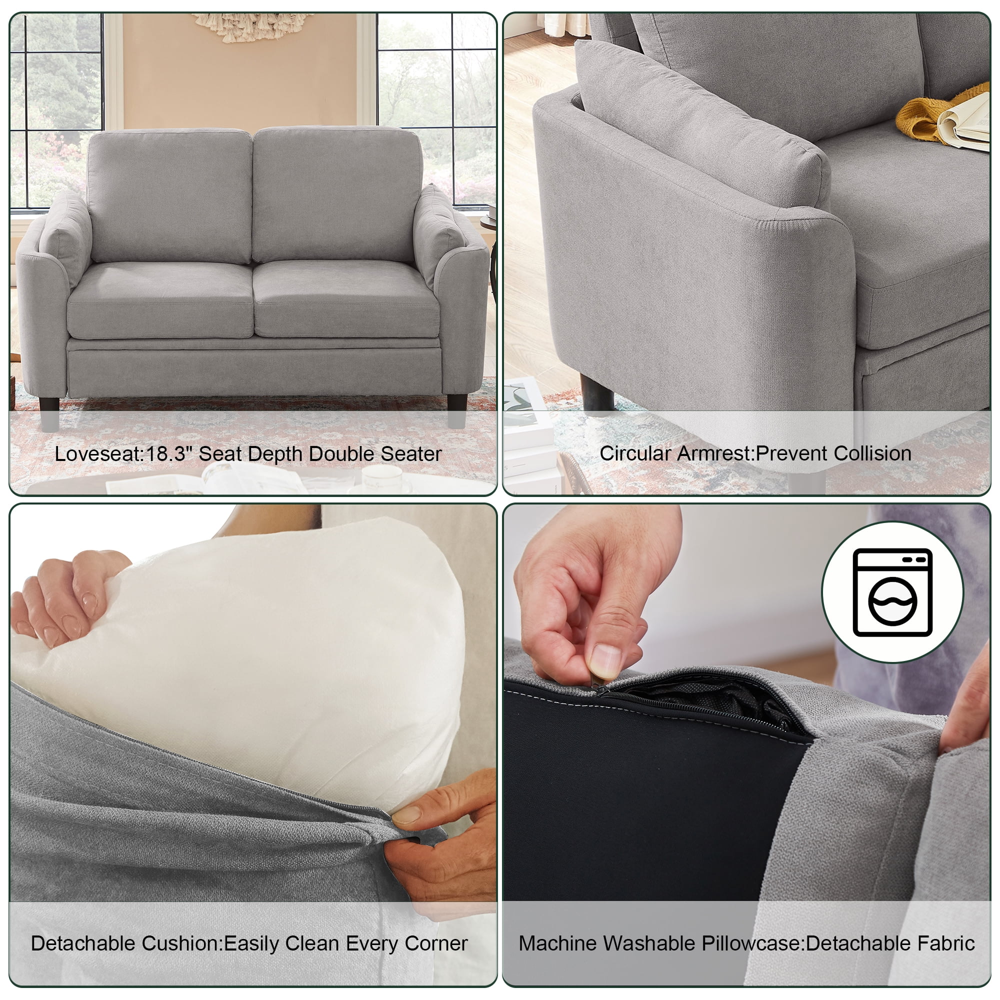 Pingliang Home 59" Loveseat Small Sofa Couch 2 Seater for Living Room Bedroom Apartment Studio Office,Double Seat Love Seat